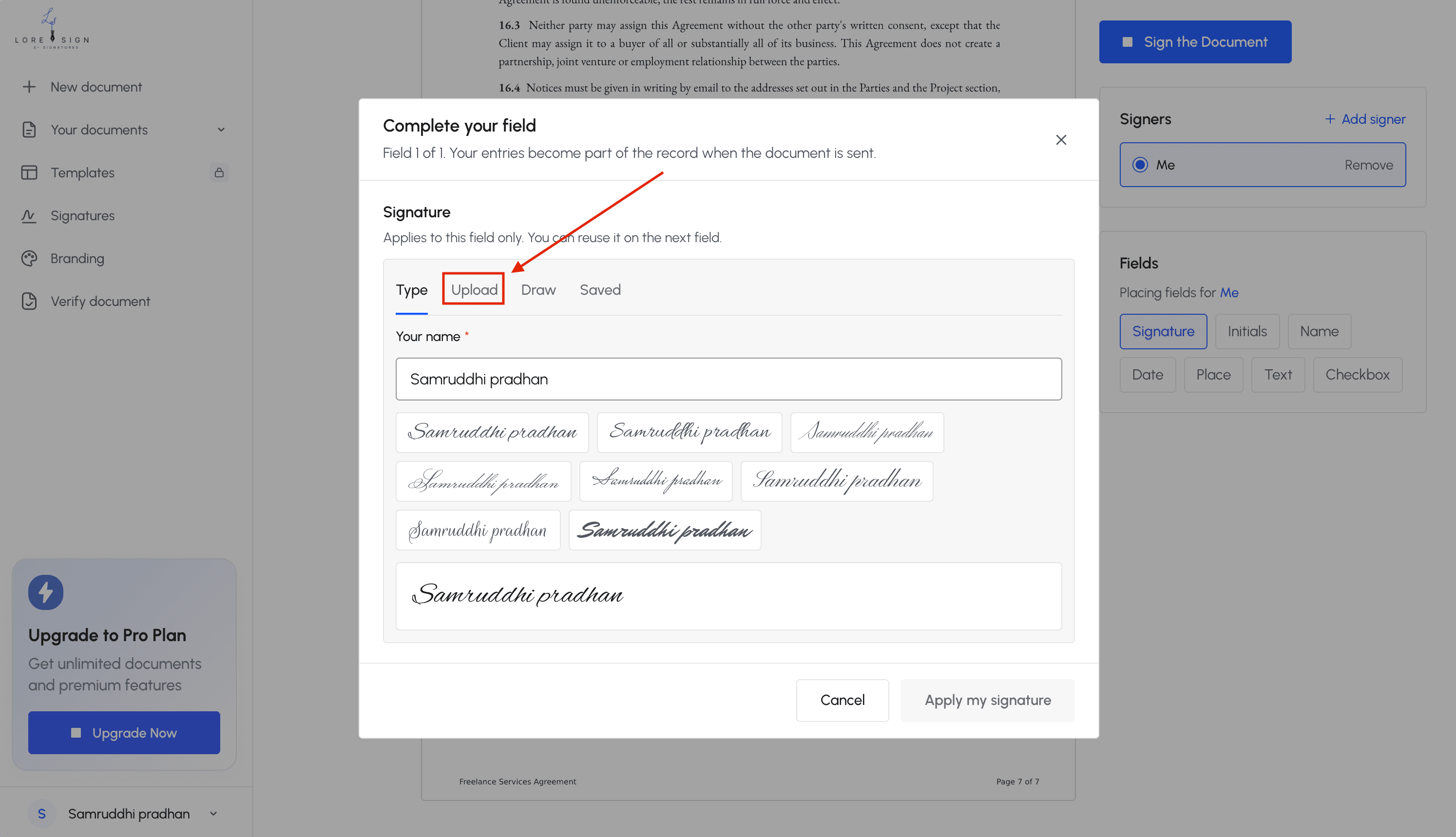 Upload your signature .png