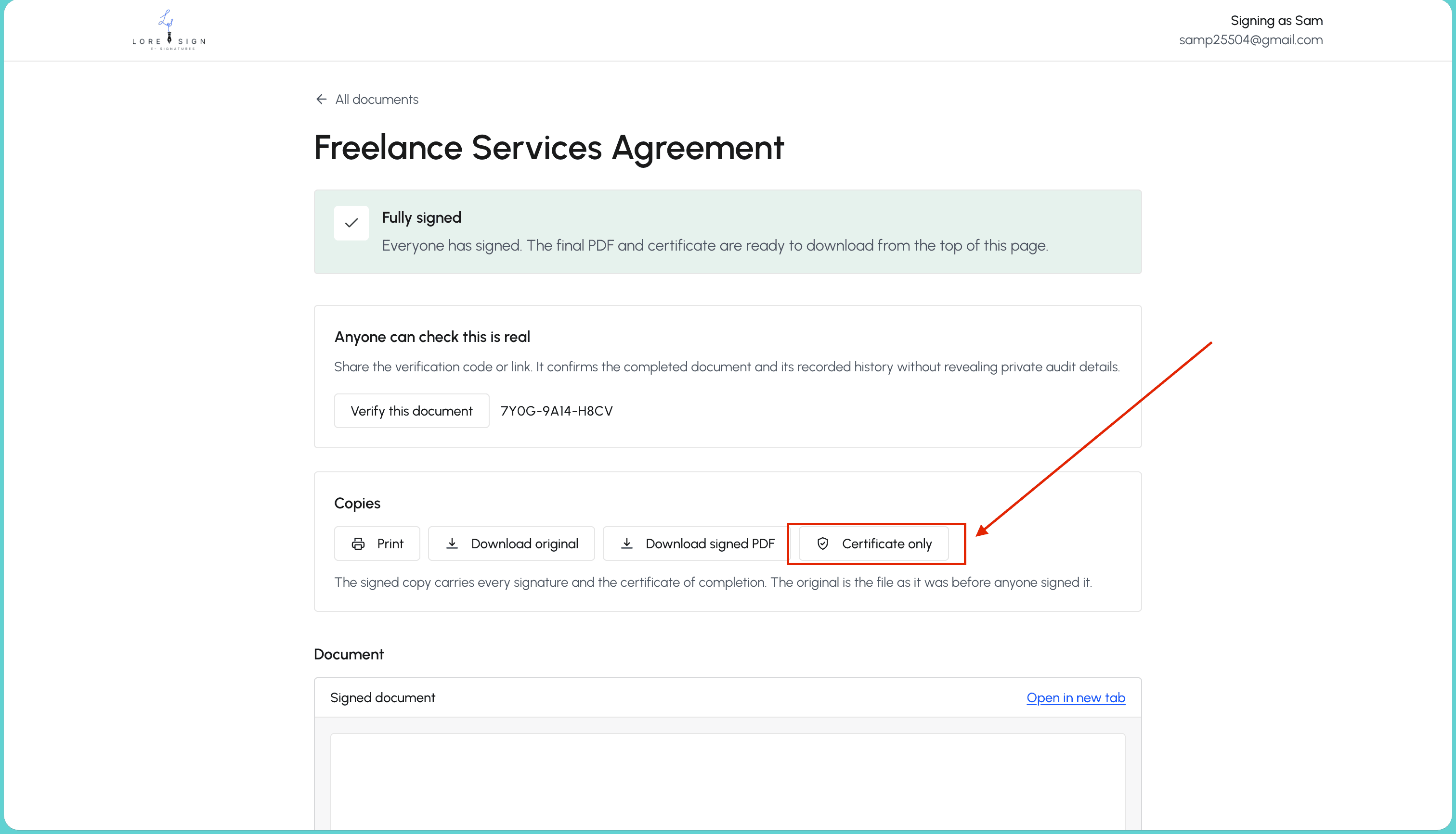Find certificate here