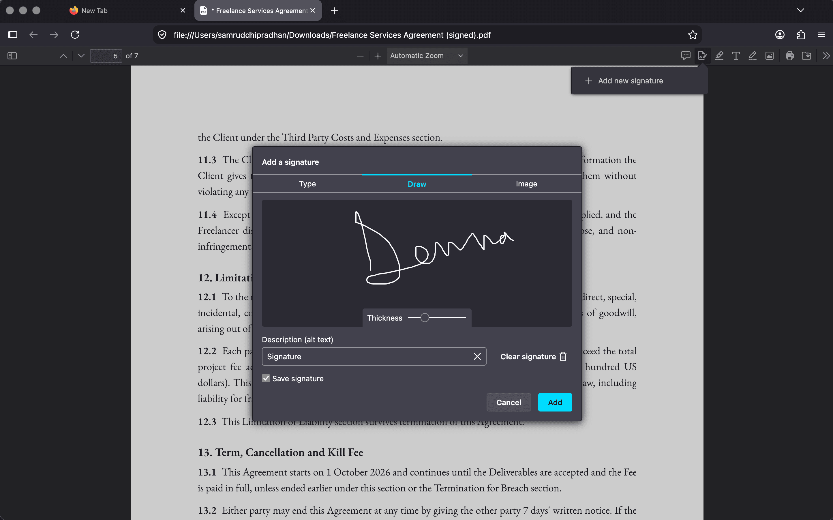 draw your signature